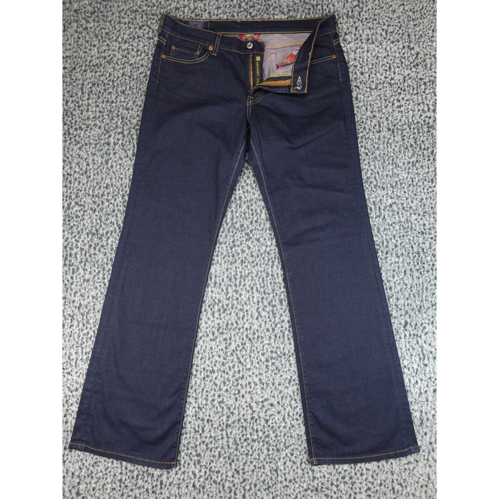 Lucky Brand Sundown Jeans Mens 33x31 Dark Wash Blue Made In USA Stretch Denim